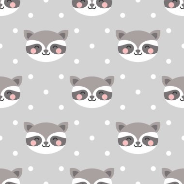 Şirin rakunların vektörsüz deseni. 