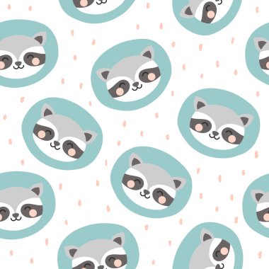 Şirin rakunların vektörsüz deseni. 