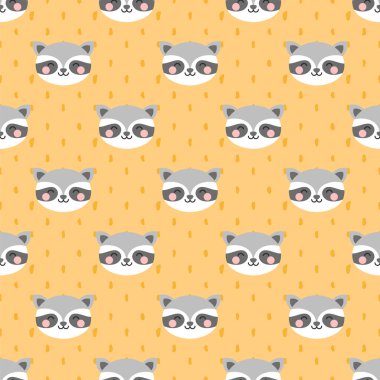 Şirin rakunların vektörsüz deseni. 