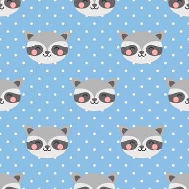 Şirin rakunların vektörsüz deseni. 