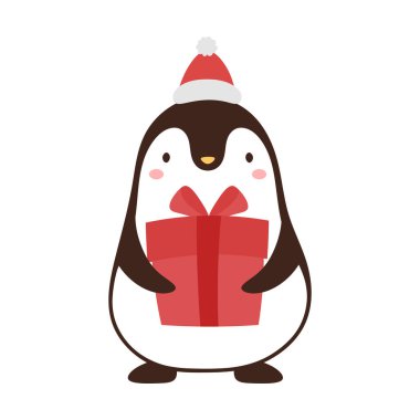 Noel Baba Pengueni Noel Baba şapkasıyla