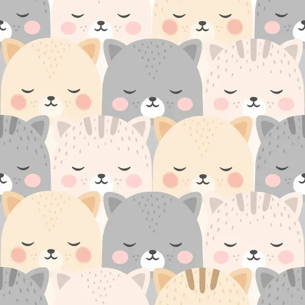 Γάτες Κεφάλι Αδιάλειπτη Μοτίβο Κινούμενα Σχέδια Ζώα Γάτα Φόντο Γατάκι Εικονογράφηση Αρχείου