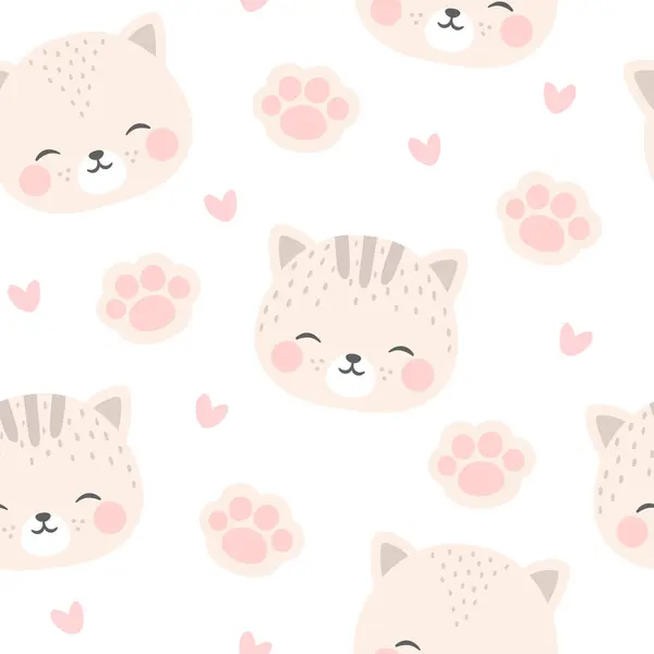 Γάτες Χαριτωμένα Πόδια Γατούλα Αδιάλειπτη Μοτίβο Doodle Ζώα Γάτα Φόντο Royalty Free Εικονογραφήσεις Αρχείου