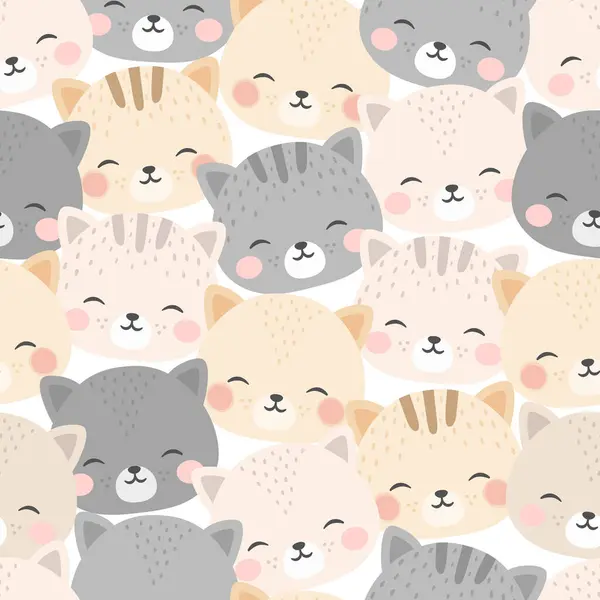 Gatos Cabeza Patrón Sin Costuras Dibujos Animados Gato Animales Fondo Gráficos vectoriales