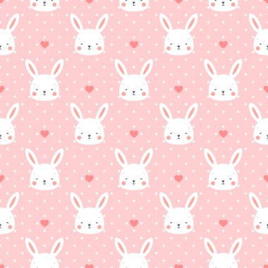 Sevimli tavşanlar pürüzsüz desenli. vektör illüstrasyonu.    