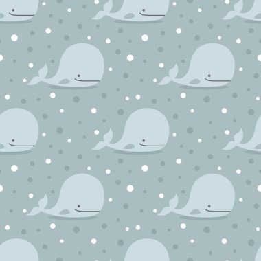 yaratıcı karikatür çizimi. Okyanus sularındaki balinaların kusursuz deseni 