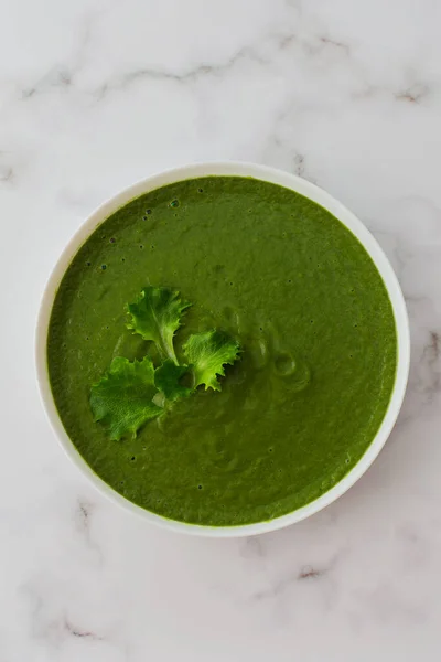 Gezond Ontbijt Groene Broccoli Spinaziesoep Bovenaanzicht — Stockfoto