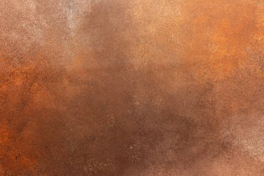 İnce bir dokusu olan soyut kırmızı paslı kahverengi arkaplan, kopyalama alanı ve zarif tasarım elemanları, üst görünüm ve kopyalama alanı için mükemmel