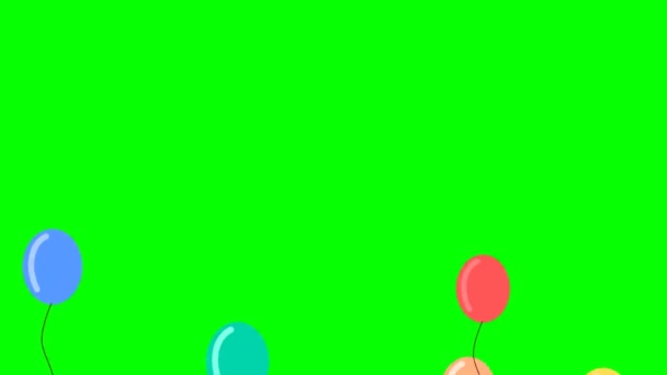 Animated Balloon Flying Green Screen — Stockvideo