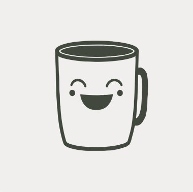 Simple vector mug isolated on white background with smiling emoji