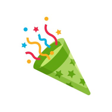 Konfeti ikonu resimli parti delisi. Doğum günü simgesi süslemesi