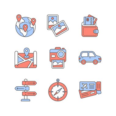 Turizm ve Seyahat Simgesi Duotone Biçiminde Ayarlandı