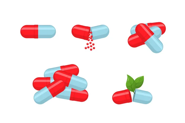 Medicina Pillola Pillola Vettore Illustrazione Stile Piatto Design — Vettoriale Stock