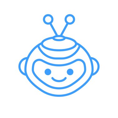 Robot Baş Avatar Vektör Tasarımı. Çizgi Robot Baş Simge Tasarımı