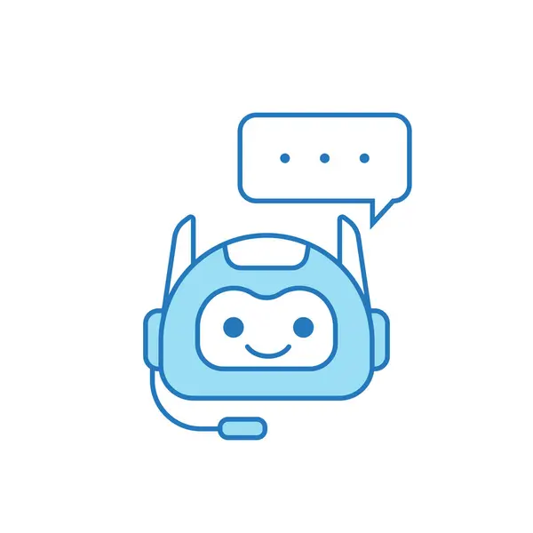 Chatbot Simgesi Veya Sanal Simge Yardımcı Tasarımı Kabarcık Konuşması Kulaklık — Stok Vektör