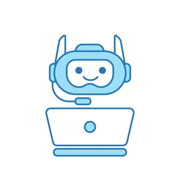 Virtual Assistant Eller Chat Bot Ikon Med Bärbar Dator Och — Stock vektor