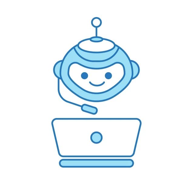 Virtual Assistant Chat Bot Icon Laptop Headset Icon — Stock Vector