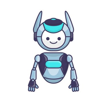Robot karakter, vektör çizimi yapıyor. Şirin Çizgi Robot Çizim Tasarımı