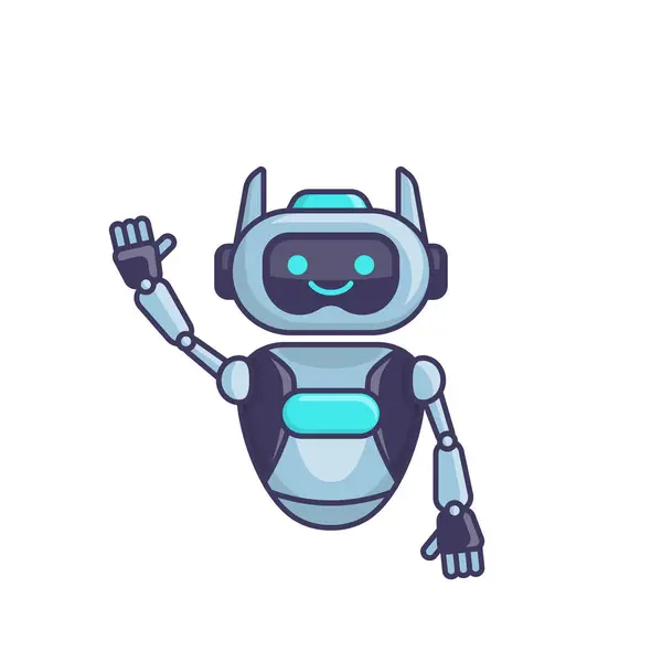 Робот Персонаж Каже Привіт Привіт Векторні Ілюстрації Милий Робот Мультфільм — стоковий вектор
