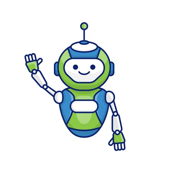 Robot Karakter Merhaba Merhaba Vektör Çizimi Diyor Şirin Robot Çizgi — Stok Vektör