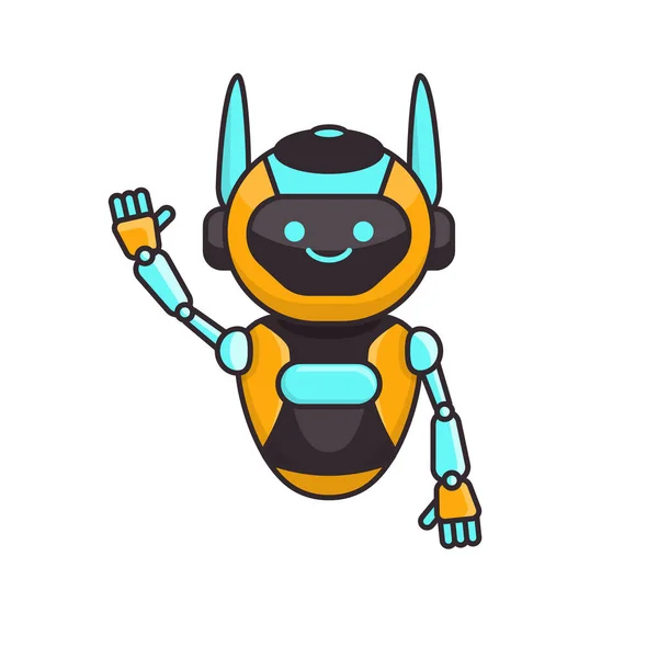 Postać Robota Powiedzieć Witam Wektor Ilustracji Cute Robot Kreskówki Ilustracja — Wektor stockowy