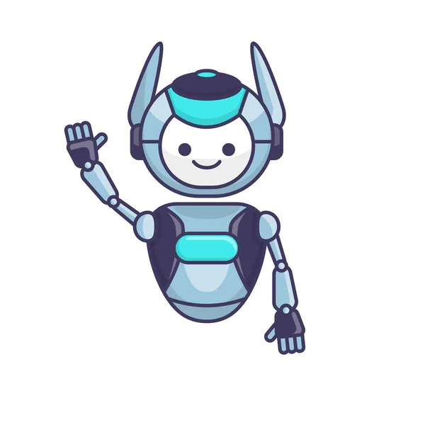 Robot Karakter Merhaba Merhaba Vektör Çizimi Diyor Şirin Robot Çizgi — Stok Vektör