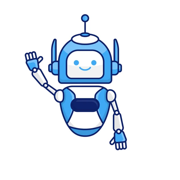 Robot Postava Říct Ahoj Vektorové Ilustrace Roztomilý Robot Kreslené Ilustrace — Stockový vektor
