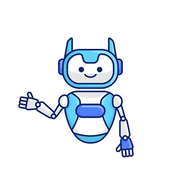 机器人演示或欢迎手势矢量演示 可爱的机器人卡通画 — 图库矢量图片