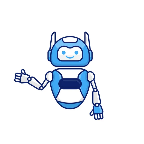 Robot Presenting Welcoming Gesture Vector Illustration Cute Robot Cartoon Illustration — Stock Vector