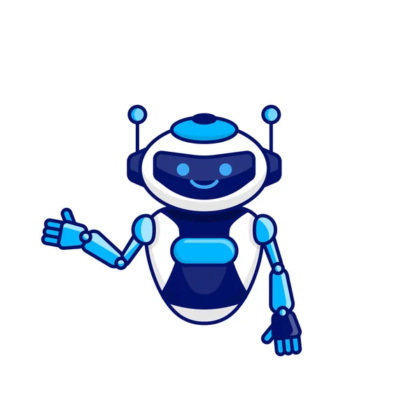 Robot Presenting Welcoming Gesture Vector Illustration Cute Robot Cartoon Illustration — Stock Vector