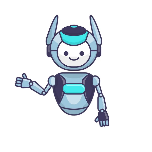 Roboter Präsentiert Oder Begrüßt Gesten Vektor Illustration Nette Roboter Cartoon — Stockvektor