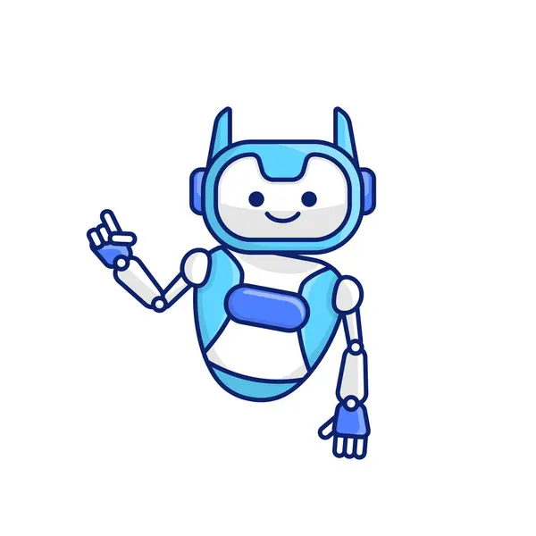 Robot Karakter Vektör Çizimi Yapıyor Robot Maskot Karakteri — Stok Vektör