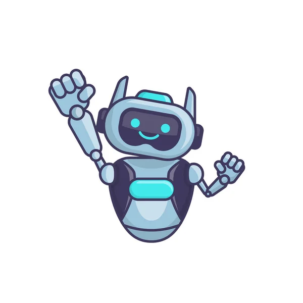 Robot Karaktär Utgör Illustration Glad Robot Hoppar Och Jublar — Stock vektor