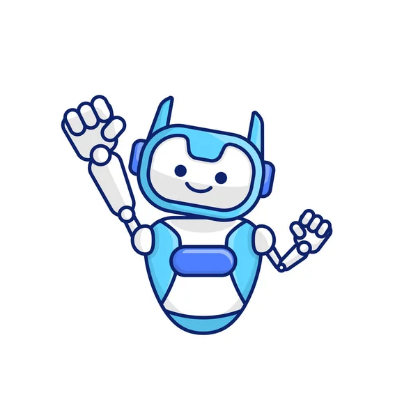 Robot Personaje Pose Ilustración Feliz Robot Saltando Animando — Vector de stock