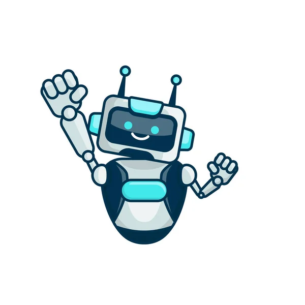 Robot Character Pose Illustration Happy Robot Jumping Cheering — Stock Vector