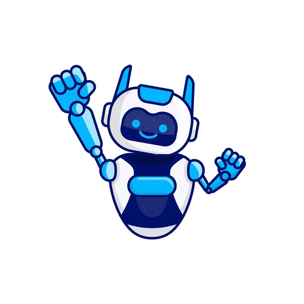 Personagem Robô Pose Ilustração Feliz Robô Pulando Aplaudindo —  Vetores de Stock
