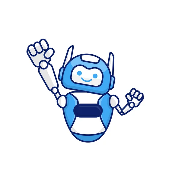 Robot Karakter Vormen Illustratie Gelukkig Robot Springen Juichen — Stockvector