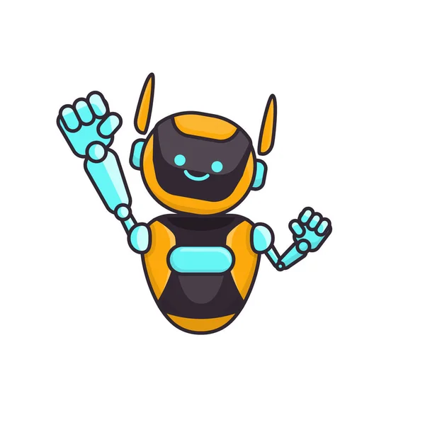 Charakter Robota Stanowi Ilustrację Szczęśliwy Robot Skacząc Wiwatując — Wektor stockowy