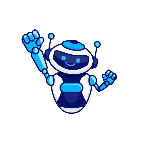Charakter Robota Stanowi Ilustrację Szczęśliwy Robot Skacząc Wiwatując — Wektor stockowy