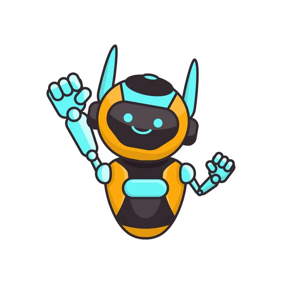 Робот Персонаж Позує Ілюстрацію Щасливий Робот Стрибає Веселить — стоковий вектор