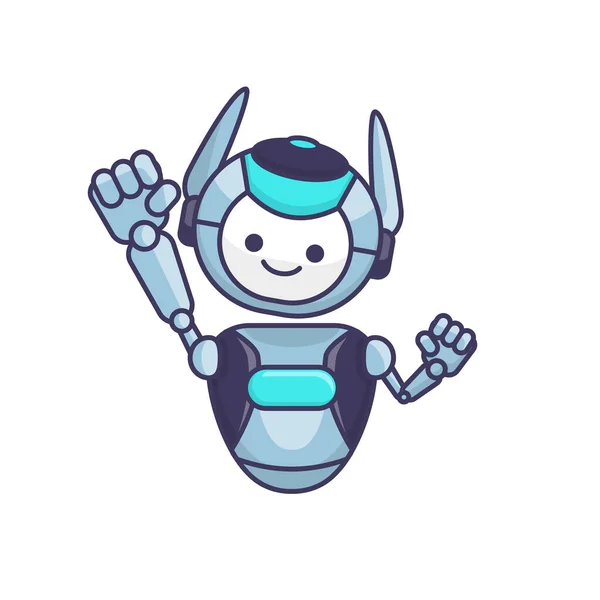 Робот Персонаж Позує Ілюстрацію Щасливий Робот Стрибає Веселить — стоковий вектор