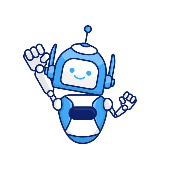 Robot Karaktär Utgör Illustration Glad Robot Hoppar Och Jublar — Stock vektor