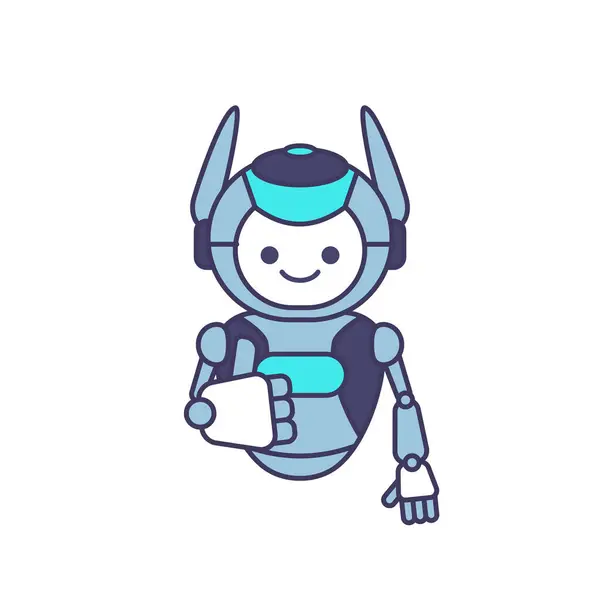 Personagem Robô Dando Polegares Para Cima Ilustração Vetorial —  Vetores de Stock