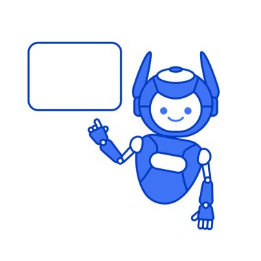 Robot boş poster pankartı tutuyor ya da bilgi gösteriyor