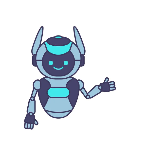 Robot Presenteren Verwelkomen Gebaar Vector Illustratie Robot Mascotte Karakter Illustratie — Stockvector