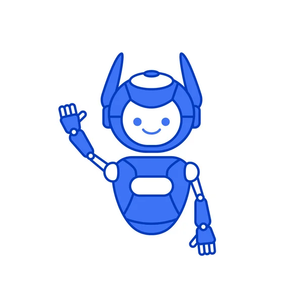 Robot Karakter Zegt Hello Vector Illustratie Leuke Robot Cartoon Illustratie — Stockvector