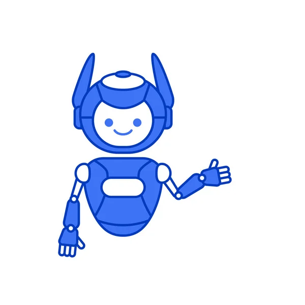 Robot Sunumu Hoş Geldin Jest Çizimi Robot Maskot Karakter Çizimi — Stok Vektör