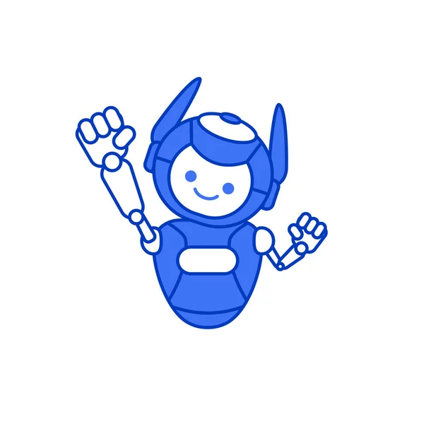 Robot Personaje Pose Ilustración Feliz Robot Saltando Animando — Vector de stock