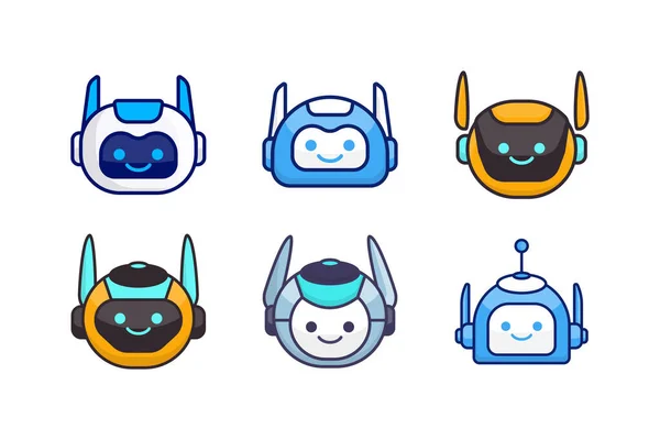 Robot Head Avatar Vector Design Icono Cabeza Robot Mascota Dibujos — Vector de stock
