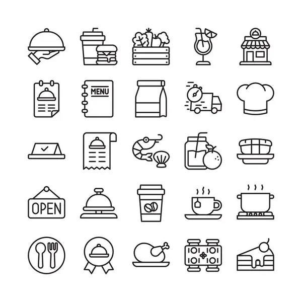 Food Restaurant Icon Set Line Outline Style — Stock Vector